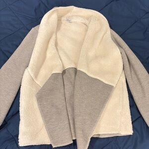 Splendid Waffle Kit Cream & Gray Women's Cardigan